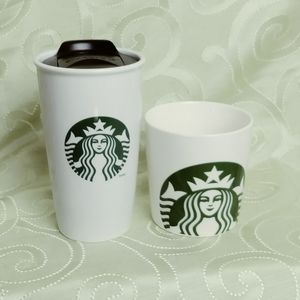 EUC Starbucks Classic Coffee Mug and Ceramic Travel Mug Bundle